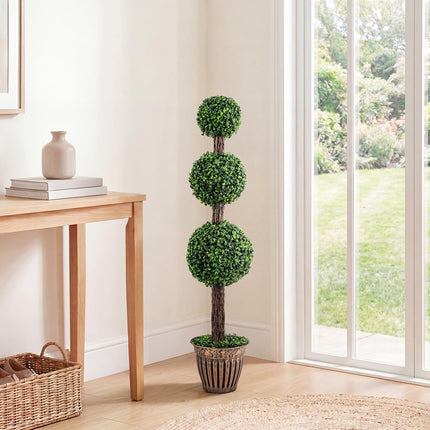 Dreamade Artificial Triple Ball Boxwood Tree 4 FT Fake Topiary Tree(1/2)