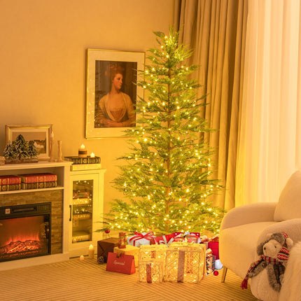 Dreamade 6.5ft / 7.5ft Simulated Artificial Cypress Xmas Tree with Warm-White Fairy LED Lights