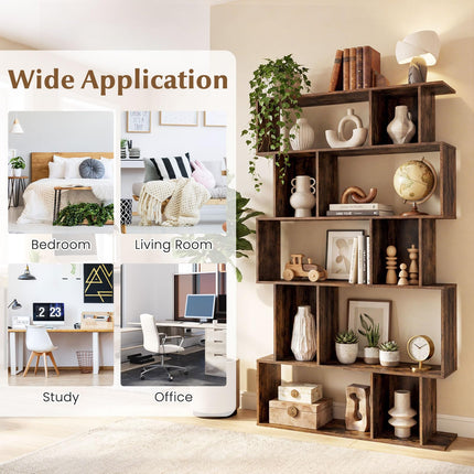 Dreamade Geometric Bookshelf 5-Tier Bookcase with Open Shelves and Closed-back Cubes