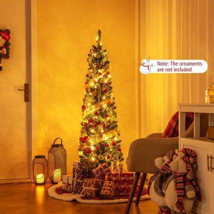 Dreamade Pre-Lit Slim Pencil Christmas Tree Slender Holiday Tree for Home Office Decoration