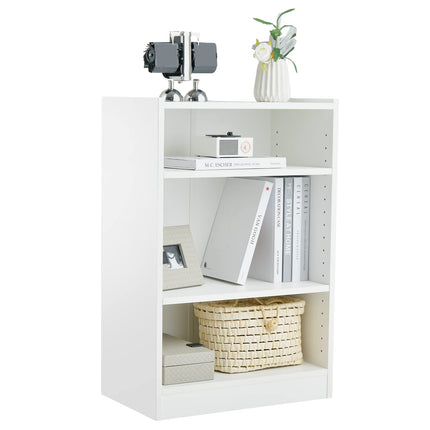 Dreamade 3-Cube Bookcase White - 3-Tier Modern White Open Bookshelf with Adjustable Shelves