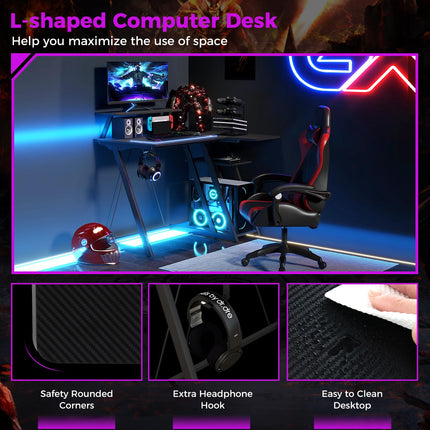 Dreamade 39” L-Shaped Computer Desk with Power Outlets