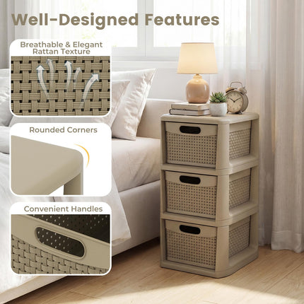 Dreamade 3-Drawer Counterop & Under-desk Compact Container Boxes for Office