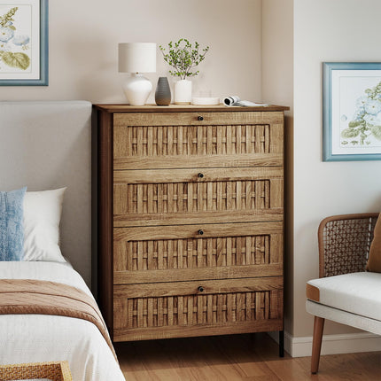 Dreamade 4-Drawer Dresser with Interlocking Mechanism and Metal Legs for Bedroom