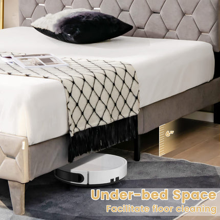 Dreamade Full Size Bed Frame with Storage Headboard