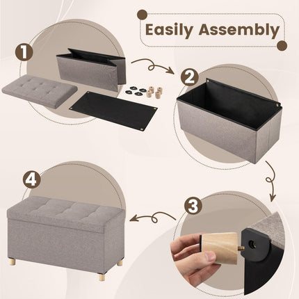Dreamade 30 Inches Storage Ottoman Bench with Tray and Rubber Wood Legs