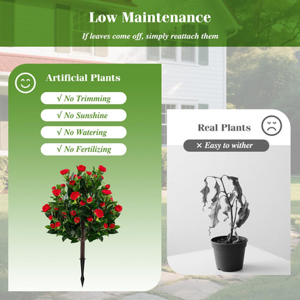 Dreamade 31 Inches Artificial Camellia Tree Set 2 Pack Fake Flower Trees