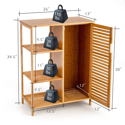 Bathroom Storage Cabinet Bamboo Floor Cabinet Free Standing Organizer - Dreamade