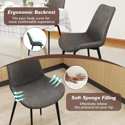 Dreamade Dining Chair Set of 4 Upholstered Kitchen Side Chairs w/Metal Legs Padded Seats & Backs