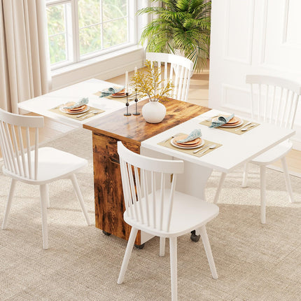 Dreamade Folding Dining Table 3-in-1 Space-Saving Drop Leaf Kitchen Table with Lockable Wheels