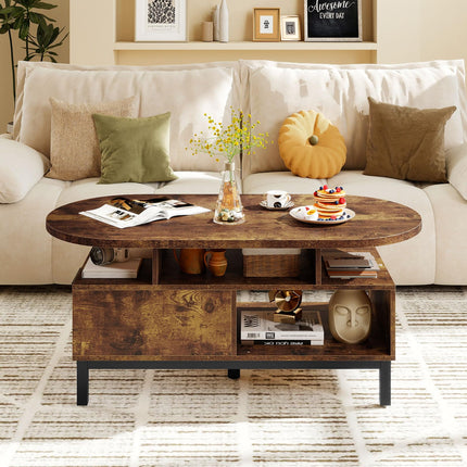 Dreamade 47" Oval Coffee Table Cocktail Accent Center Table with Storage