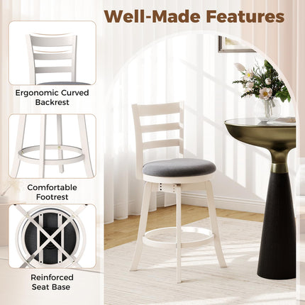 Dreamade 25" Counter Height Stools Set of 2/4 with Fabric Upholstered Seat