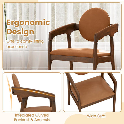 Dreamade Set of 2/4 Wooden Dining Chair PU Leather Upholstered Armchairs