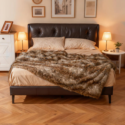 Dreamade 540GSM Soft Plush Fuzzy Luxury Faux Raccoon Fur Blanket for Bed