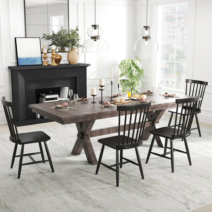 Dreamade Windsor Dining Chairs Set of 2/4 Black, w/Wide Seat & Spindle Back, Max Load 400 Lbs