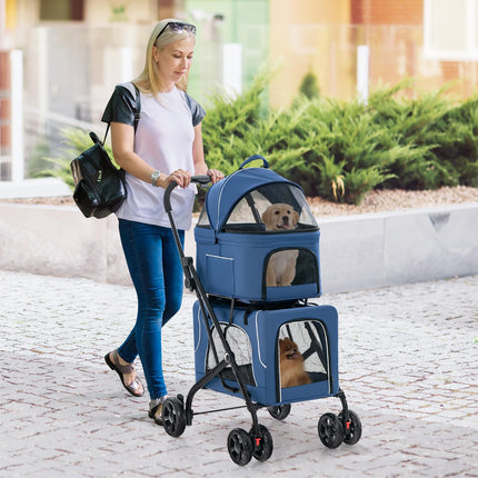 Dreamade Double Dog Stroller - Pet Stroller for 2 Dogs