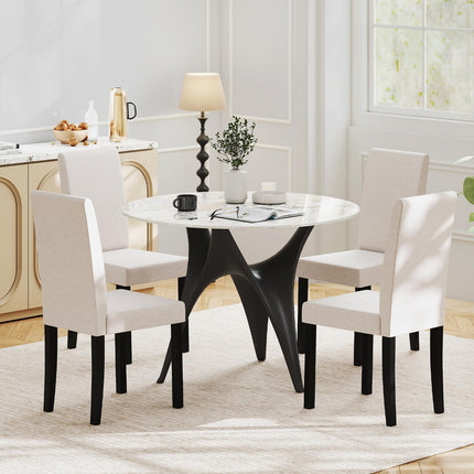 Dreamade Upholstered Dining Chair Set of 2/4 Mid Century Modern Fabric Kitchen Chairs with Thick Padded Seat