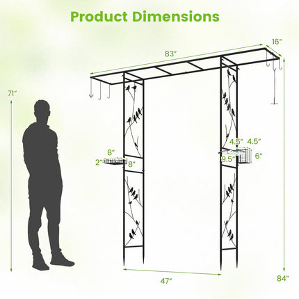 Dreamade 84'' Garden Arbor with Bird Feeding Station