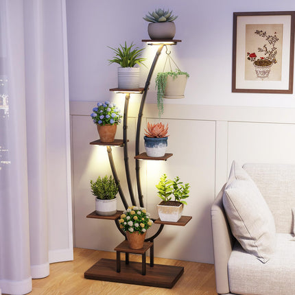 Dreamade Plant Stand Indoor 8-Tier 62" Tall Corner Metal Plant Shelf for Multiple Plants
