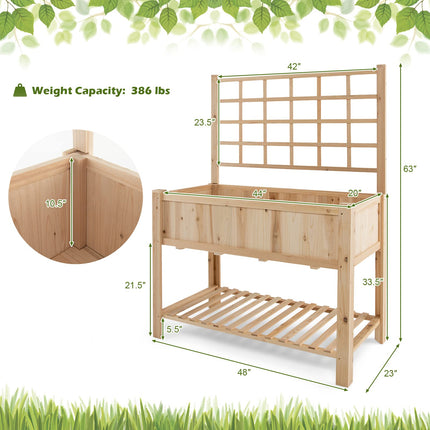 Dreamade Wood Planter with Trellis, Standing Raised Garden Bed