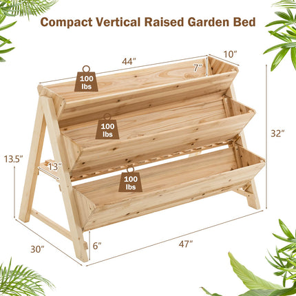 Dreamade Raised Garden Bed, Vertical Planter with Storage Shelf (Natural)
