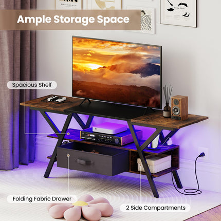 Dreamade TV Stand with Power Outlets for 55-65 Inch TV