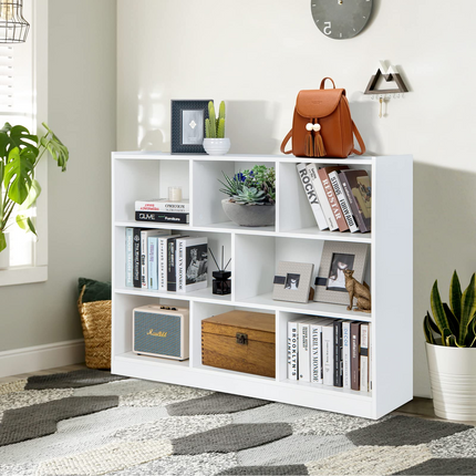 8 Cube Bookcase, Freestanding 3-Tier Open Bookshelf - Dreamade