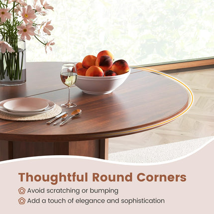 Dreamade 42” Round Dining Table, Modern Kitchen Table with Pedestal Base, Solid Wood Frame