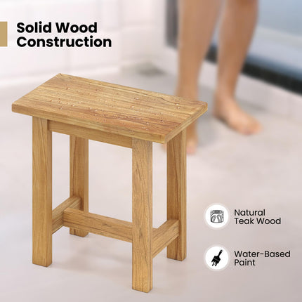 Dreamade Teak Shower Bench Stool with Waterproof Spa Bath Seat for Seniors 20''L x 11''W x 18.5''H