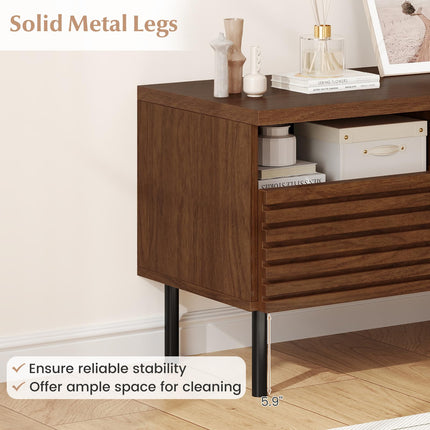 Dreamade Mid Century Modern TV Stand with Fluted Entertainment Center