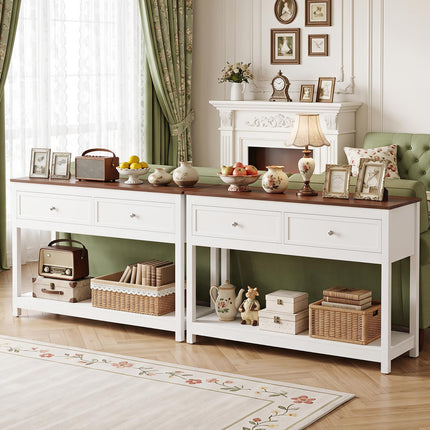 Dreamade 47" Farmhouse Console Table with 2 Drawers Storage
