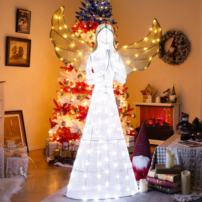 Dreamade 5 FT Christmas Pre-Lit Angel, Yard Lighted-up Festive Angel w/Halo