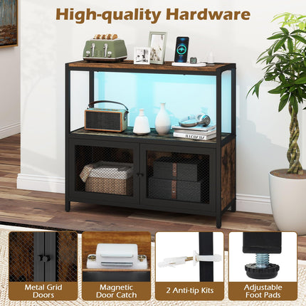 Dreamade Wine Cabinet with LED Lights for Kitchen Living Room