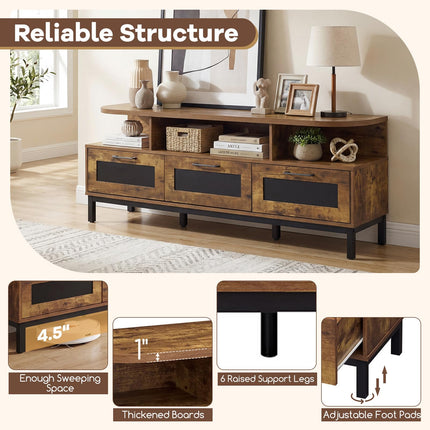 Dreamade TV Stand for TVs up to 75" Entertainment Center with 3 Storage Drawers and Open Shelves