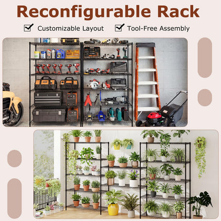 Dreamade 6-Tier Metal Storage Shelving Unit with V-Shaped Wire Rack for Home Garage