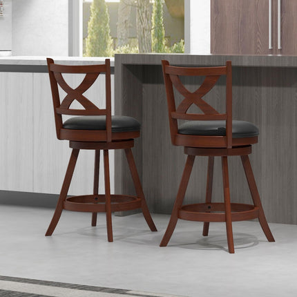 Dreamade Swivel Bar Stools Set of 2, Farmhouse Wooden Barstools with Back