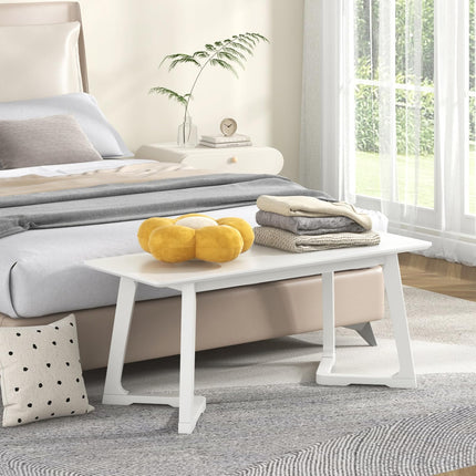 Dreamade Set of 1/2 Entryway Bench, 42” Long Dining Bench with Rubber Wood Triangular Legs
