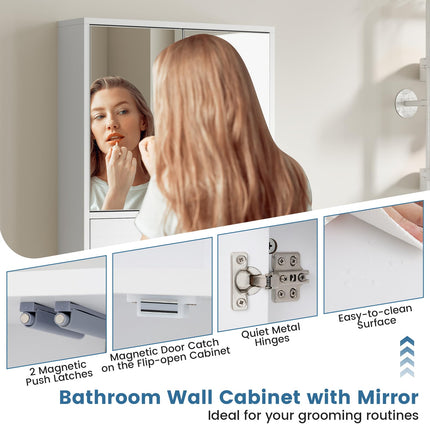 Dreamade Bathroom Wall Mount Cabinet with Mirrored Doors