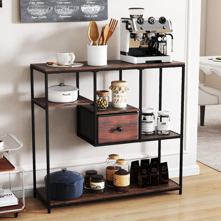 Dreamade 40 Inch Console Sofa Table with Open Storage Shelves and Removable Drawer