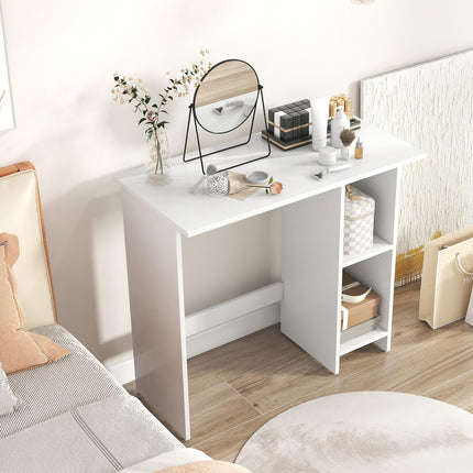 Dreamade Small Desk, Compact Study Writing Desk with 3-Position Adjustable Shelf, Anti-Toppling Kit