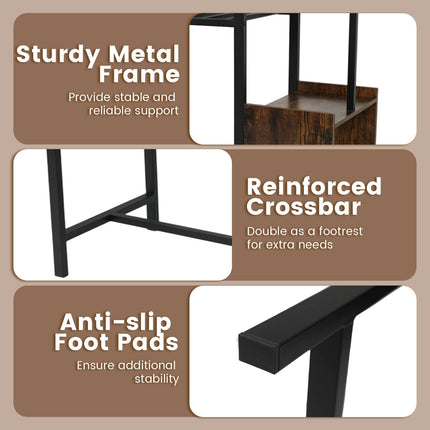 Dreamade Rectangular Bar Table with Charging Station and LED Light