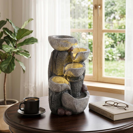 Dreamade 5-Tier Outdoor Water Fountain with Lights