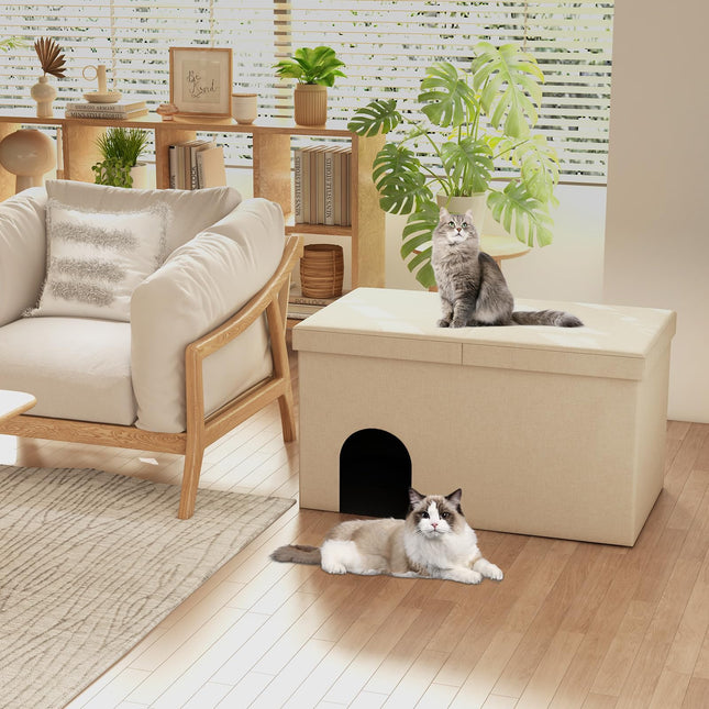 Dreamade Cat Litter Box Enclosure - Hidden Cat Litter Box Furniture Ottoman