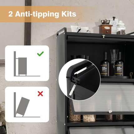 Dreamade 5-Tier Kitchen Storage Cabinet, Mobile Microwave Stand with Flip-up PC Doors