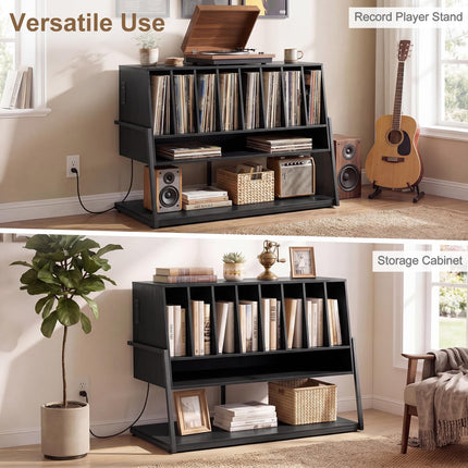 Dreamade large Record Player Stand with Charging Station