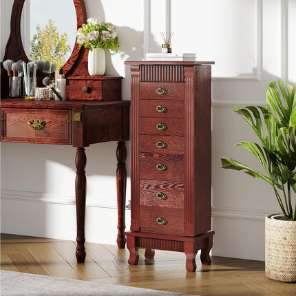 DREAMADE Wooden Jewelry Armoire Cabinet Storage Chest with Drawers and Swing Doors