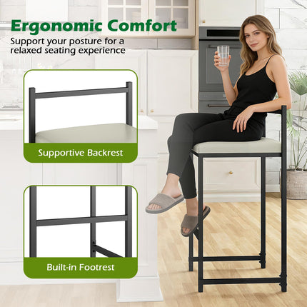 Dreamade 26 Inch Modern Metal Bar Stools Set of 2/4 Armless Bar Chairs with Low Back