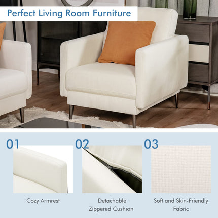 Dreamade Sofa Couch, for Bedroom, Reception Rooms, Chair & Loveseat(Grey & White)