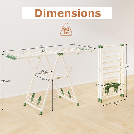 Dreamade 64 Inches Clothes Drying Rack with Height Adjustable Wings