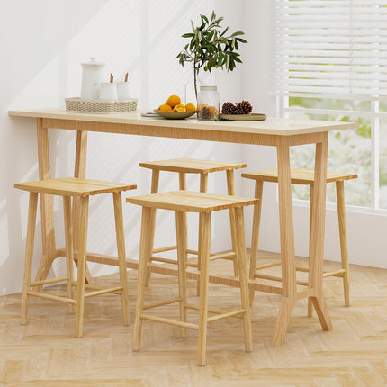 Dreamade 25.5" Wooden Bar Stools Set of 2/4, Farmhouse Backless Counter Height Bar Stools with Footrest